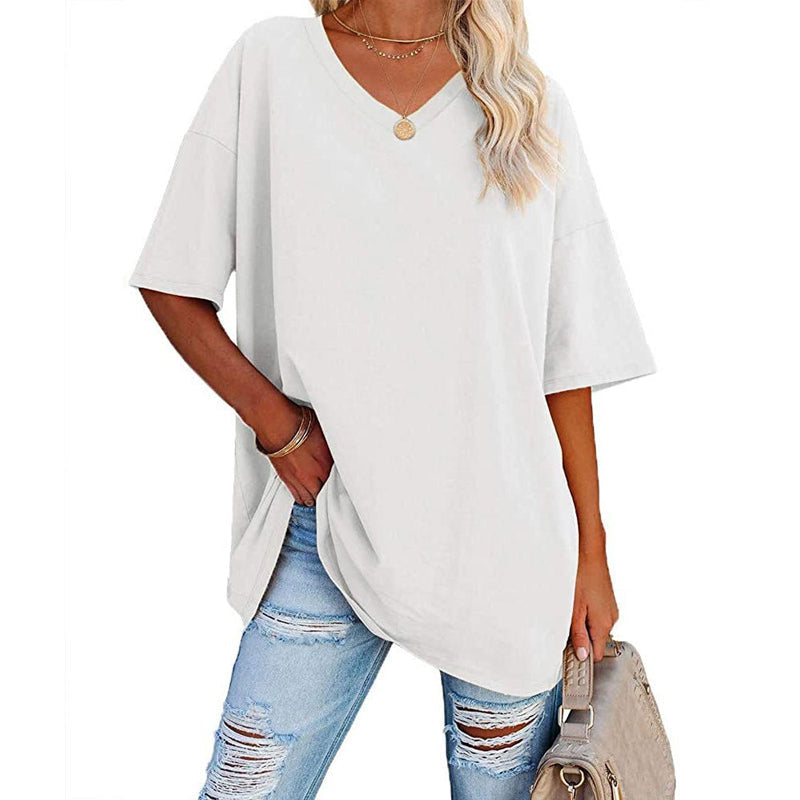 Fashionable women's V-neck top, short sleeve, suitable for various casual occasions
