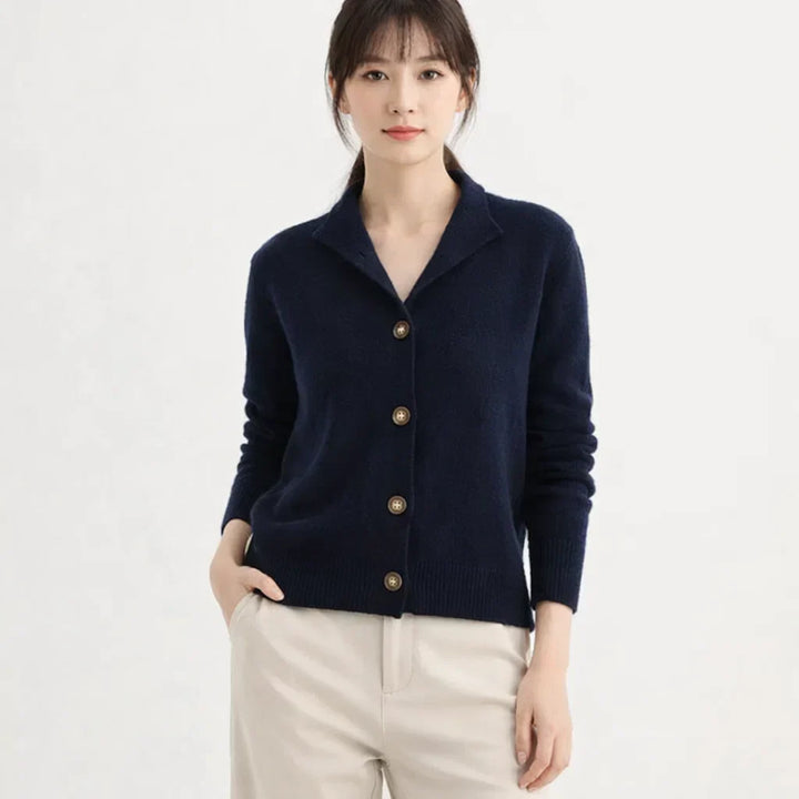 Chic women's relaxed fit asymmetrical cardigan. A cozy, button-up knit essential for any season.