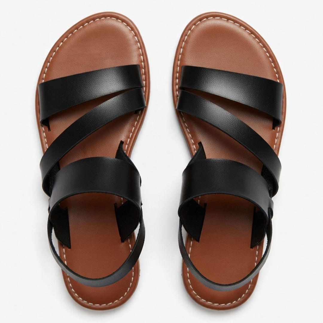 Summer style women's flat sandals with comfortable open-toe and crossover straps.