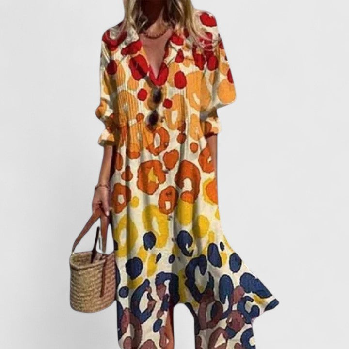 Elegant floral button-down midi dress for women, ideal resort wear & summer outings.