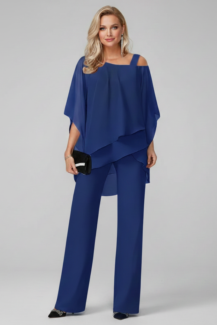 Relaxed fit off-shoulder top & straight-leg trousers set for women. Enjoy versatile and stylish wear all season long.