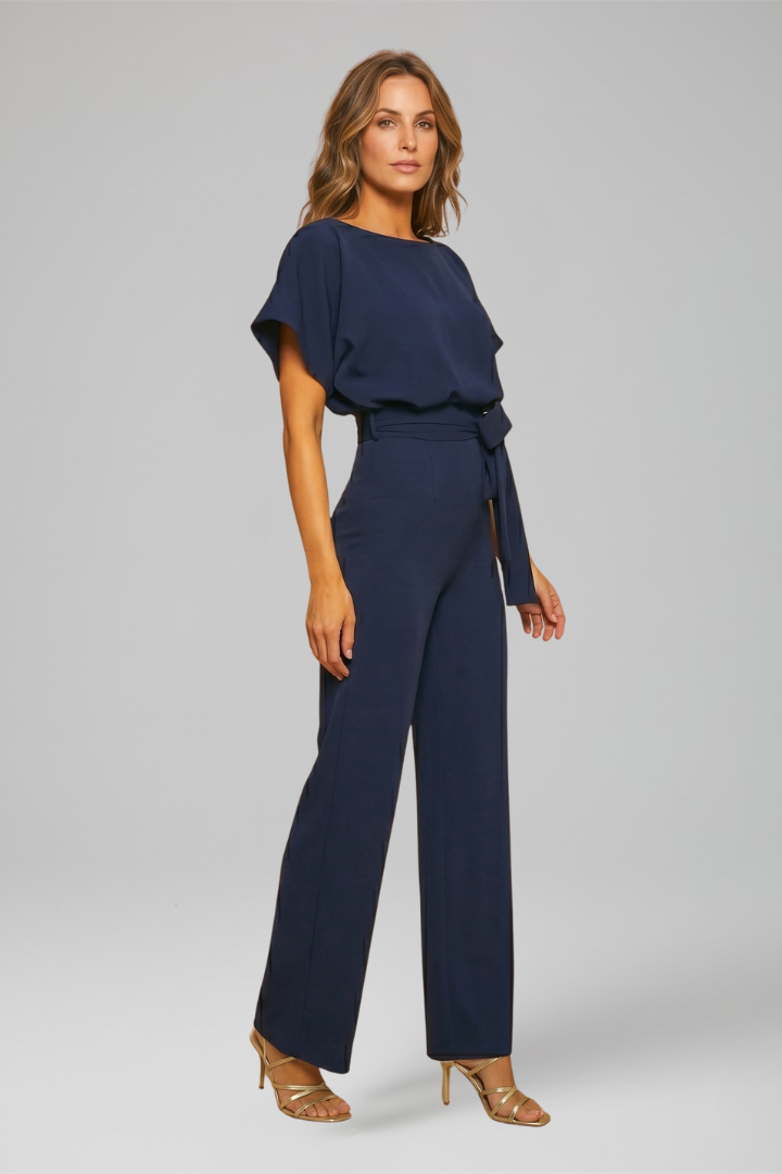 Sleeveless wide leg women's jumpsuit with round neck, ideal for stylish and easy casual outfits.