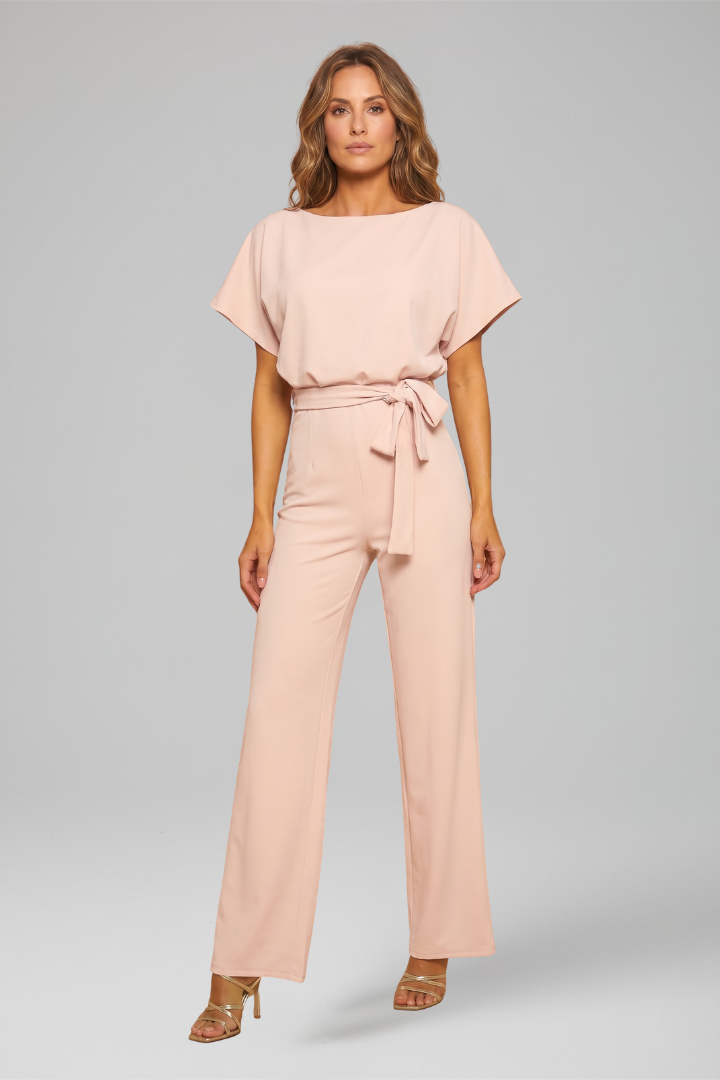 Women's round neck wide leg jumpsuit, sleeveless and comfortable, great for versatile casual wear.