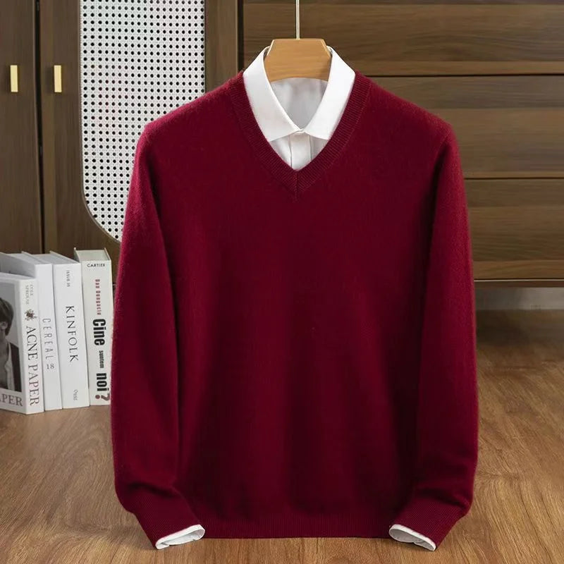 Elegant women's V-neck pullover sweater in a soft, comfortable knit. Perfect for casual or dressed-up looks.