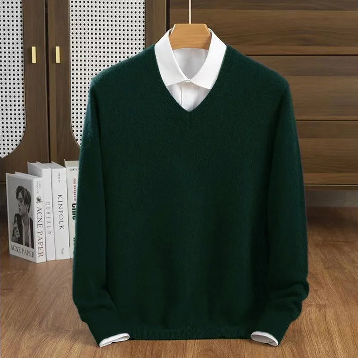 Soft V-neck long sleeve sweater for women. A chic, comfortable pullover ideal for versatile everyday layering.