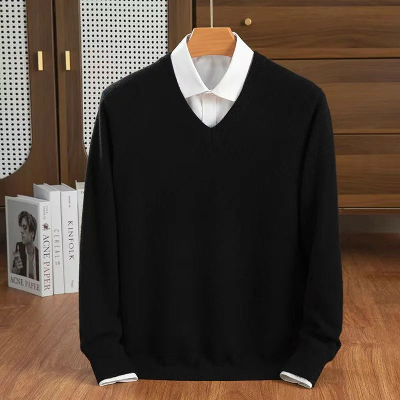 Modern chic V-neck sweater for women. This soft long sleeve pullover offers comfort and versatile everyday style.