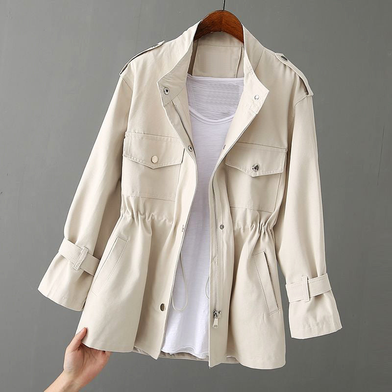 Versatile women's zipper utility jacket, a must-have for chic casual wear and comfortable outerwear.