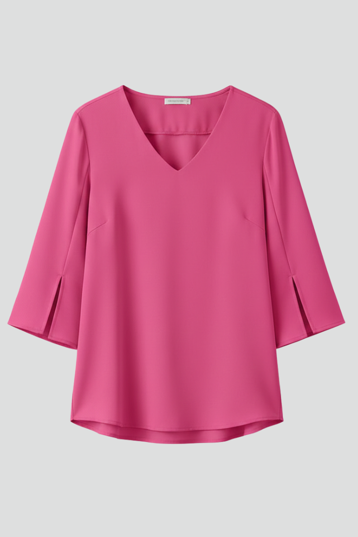 Women's chic V-neck short sleeve blouse, a versatile top for effortless everyday style.