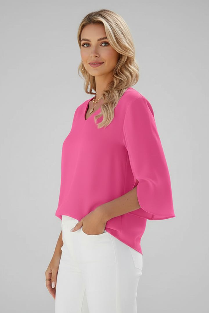 Comfortable & versatile women's V-neck short sleeve casual top, perfect for various everyday occasions.