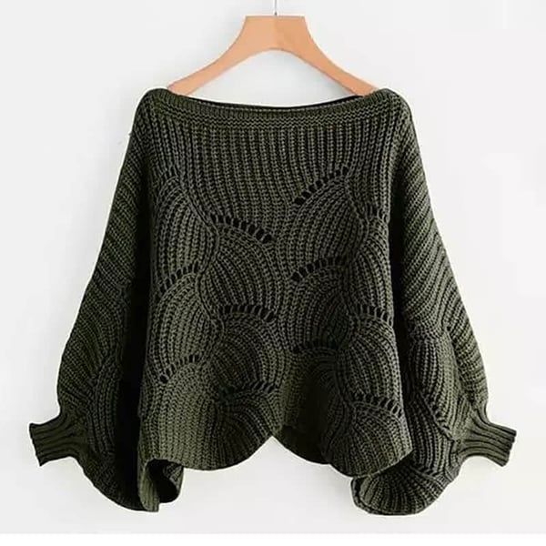 Cozy women's winter batwing knit shawl sweater, ideal for layering and warmth