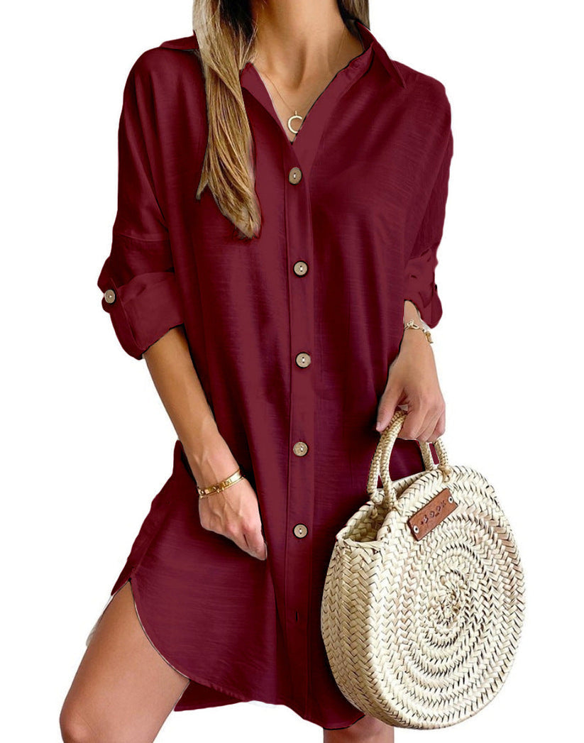 Relaxed fit Claribel shirt dress, a button-up women's dress perfect for chic daywear.