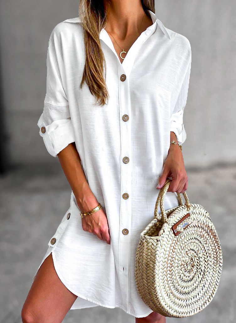 Casual Claribel button-up shirt dress, ideal for women's daywear and versatile styling.