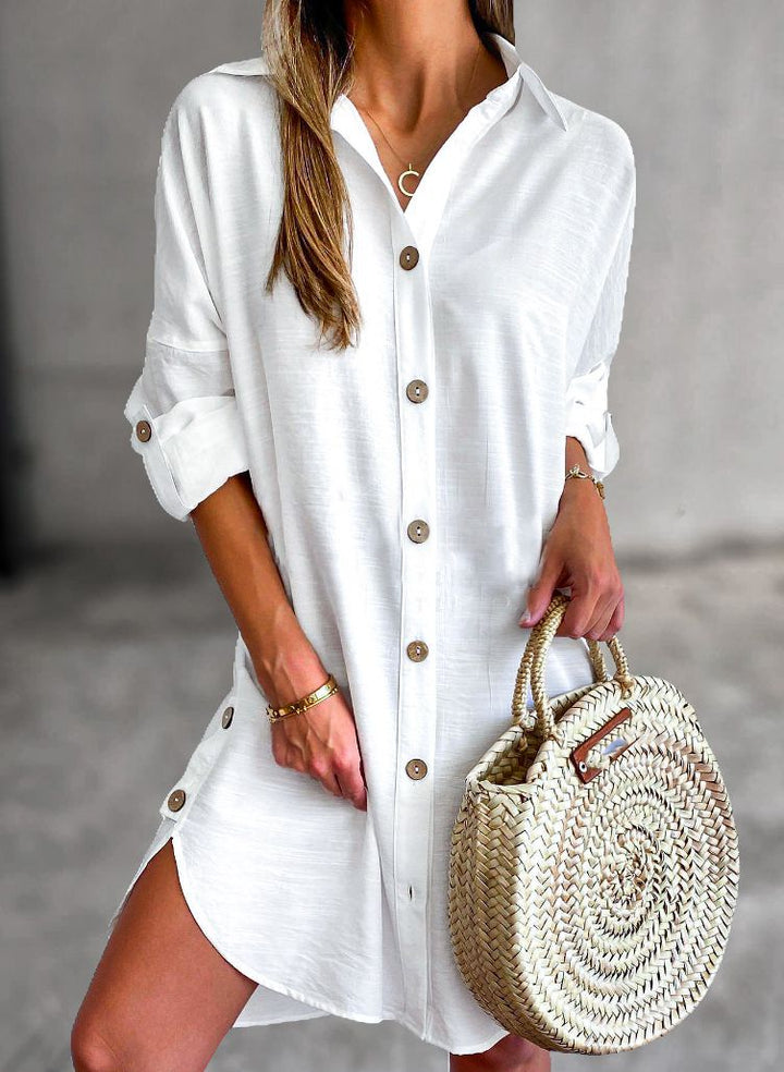 Casual Claribel button-up shirt dress, ideal for women's daywear and versatile styling.