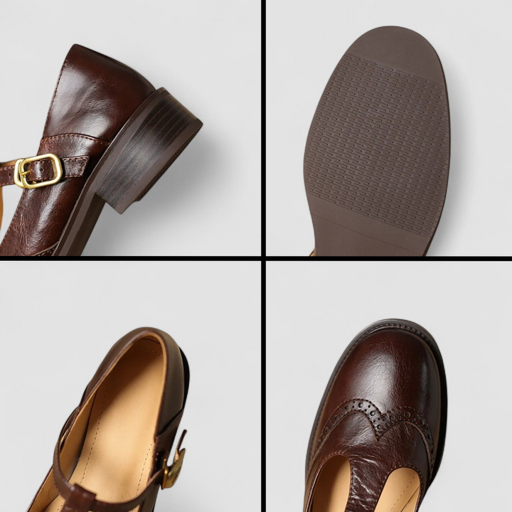 Women's flat black Mary Janes with a single buckle strap, embodying timeless and comfortable footwear