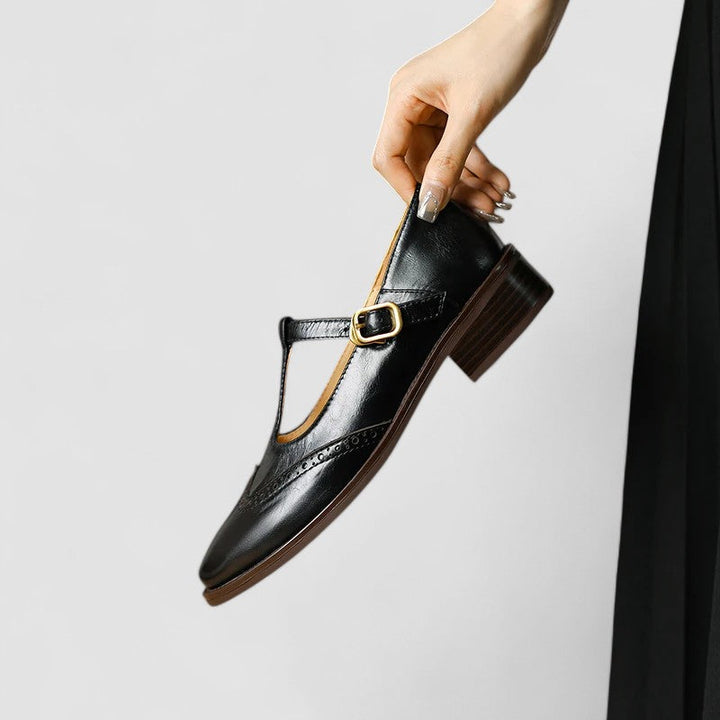 Collection of women's classic Mary Janes with buckle straps in various colors, versatile and flat