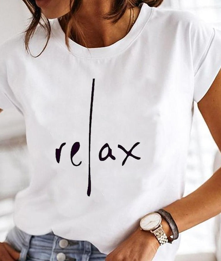 Women's classic crew neck t-shirt, perfect for summer casual wear. Short sleeve, comfortable, relaxed fit everyday top.