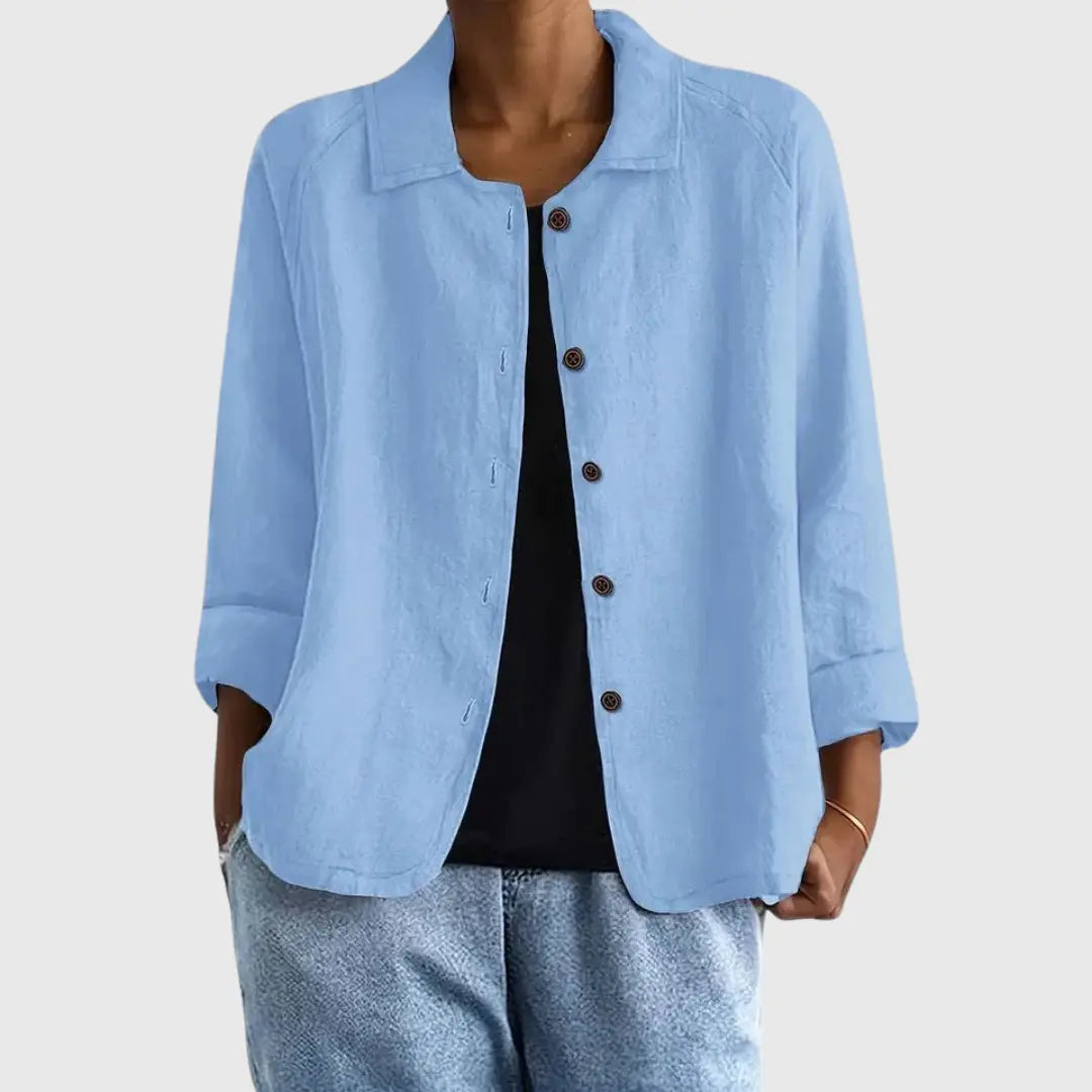 Women's classic light top for effortless transitional style, perfect for spring/fall layering.