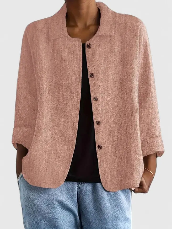 Comfortable women's light top, a classic layering piece for transitional spring & fall fashion.