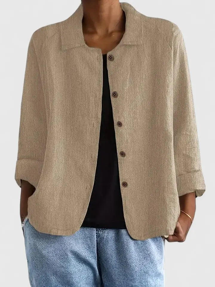 Chic women's light top, perfect for spring fashion, fall layering & everyday casual wear.