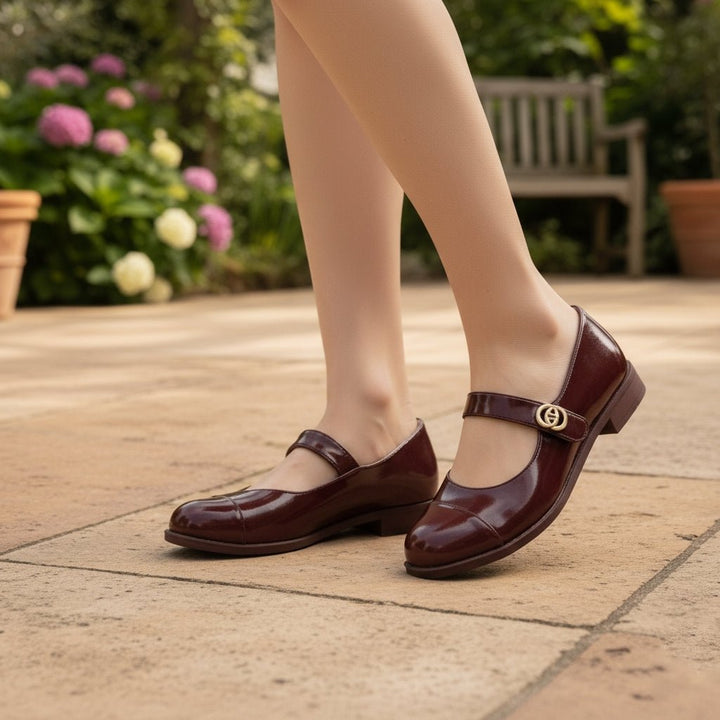 Classic women's footwear: Mary Jane flats with superior arch support.