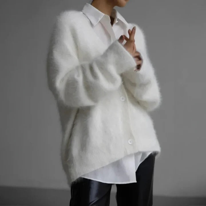 Warm long sleeve women's winter sweater. Classic round neck knitwear, perfect for cozy & elegant comfort.