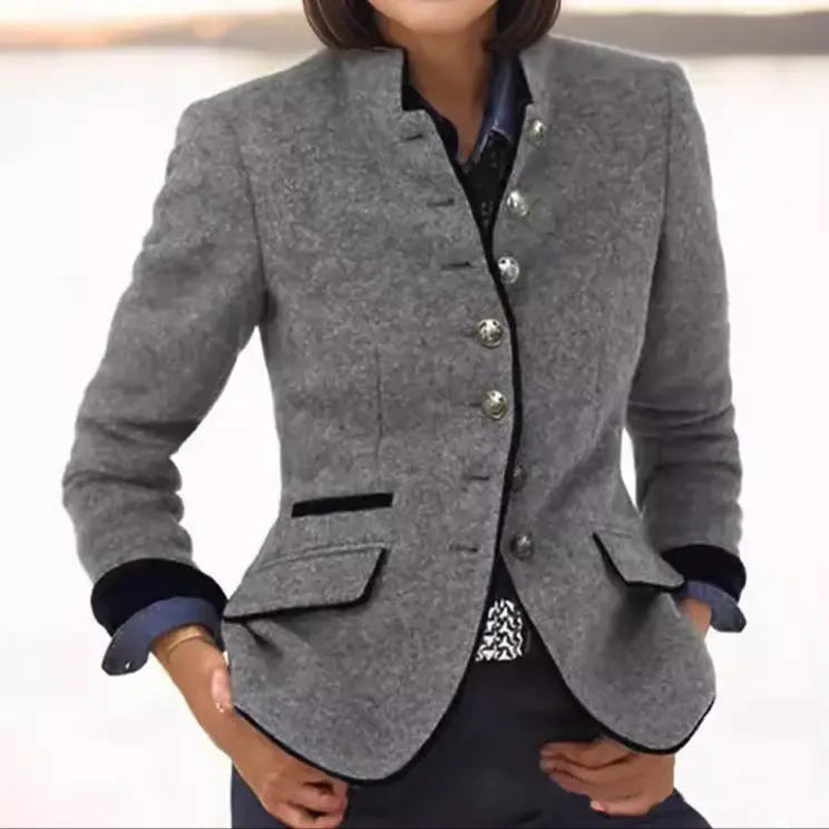 Stylish women's tailored blazer, a versatile jacket ideal for smart casual events or sophisticated business fashion.