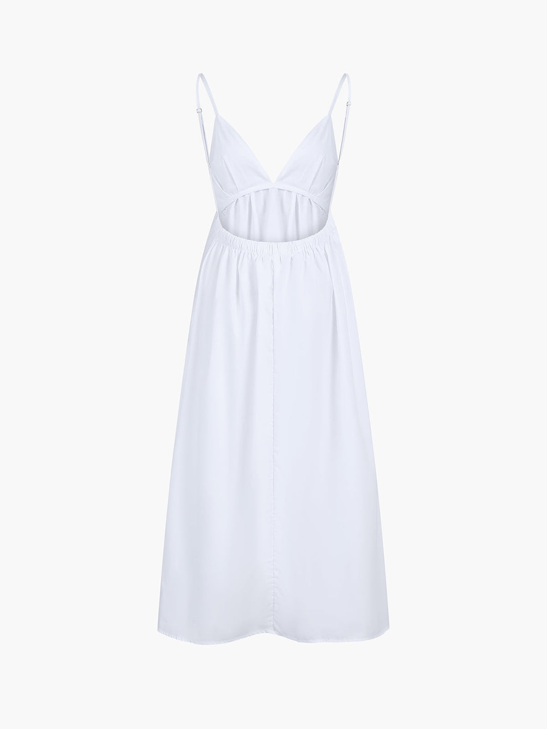 Summer beach vacation women's maxi dress, sleeveless, open back, v-neck. Casual & flowy.