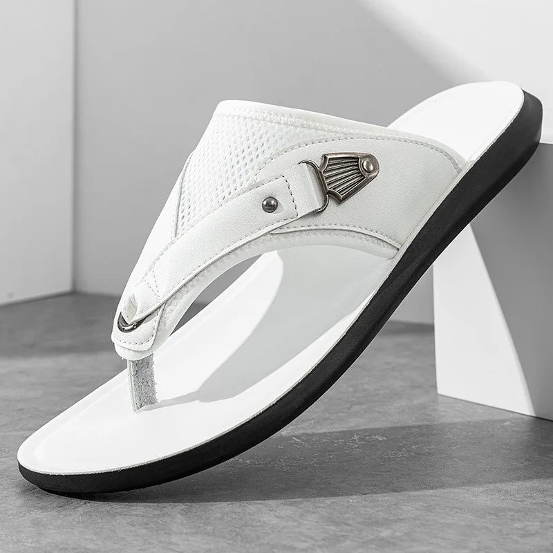 Women's comfort buckle sandals in a neutral color, ideal casual footwear with mesh and leather.