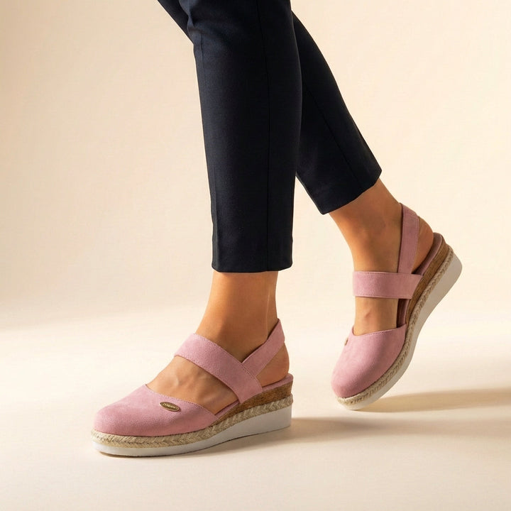 Stylish open-toe platform espadrille wedge sandals for women, perfect for vacation.