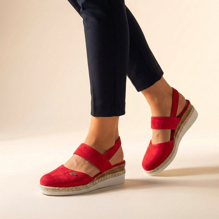 Comfortable women's espadrille platform sandals, great for all-day summer walking.
