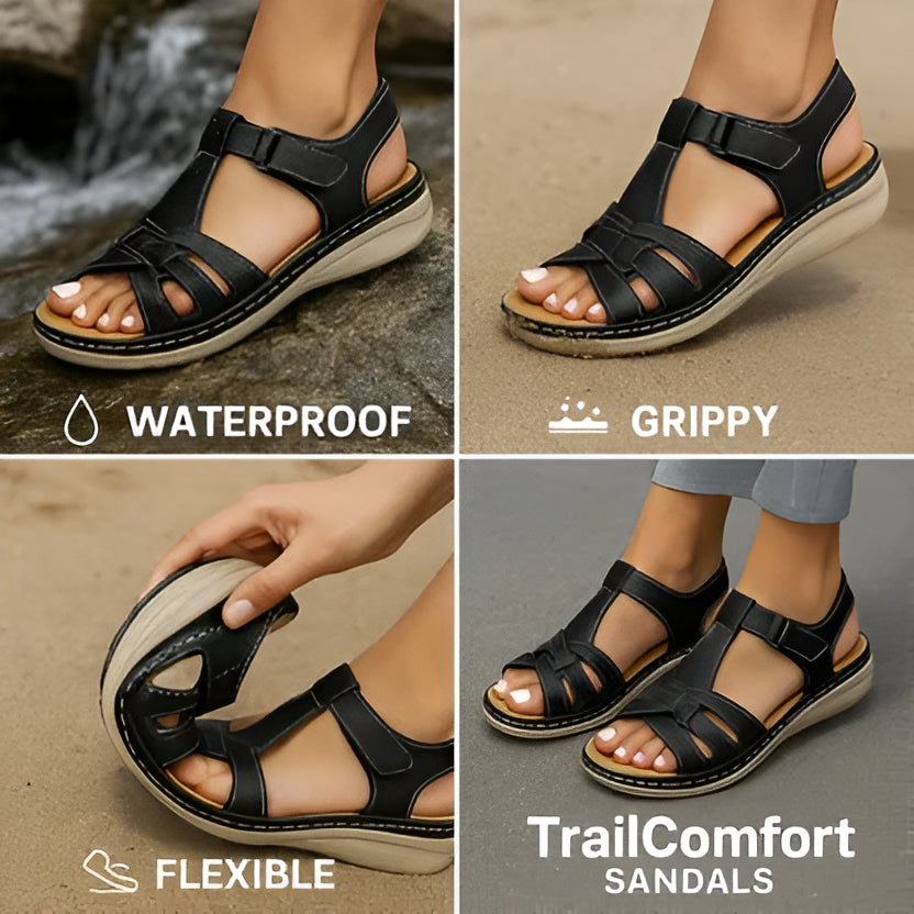 Modern women's comfort sandals with arch support, combining style & foot health.