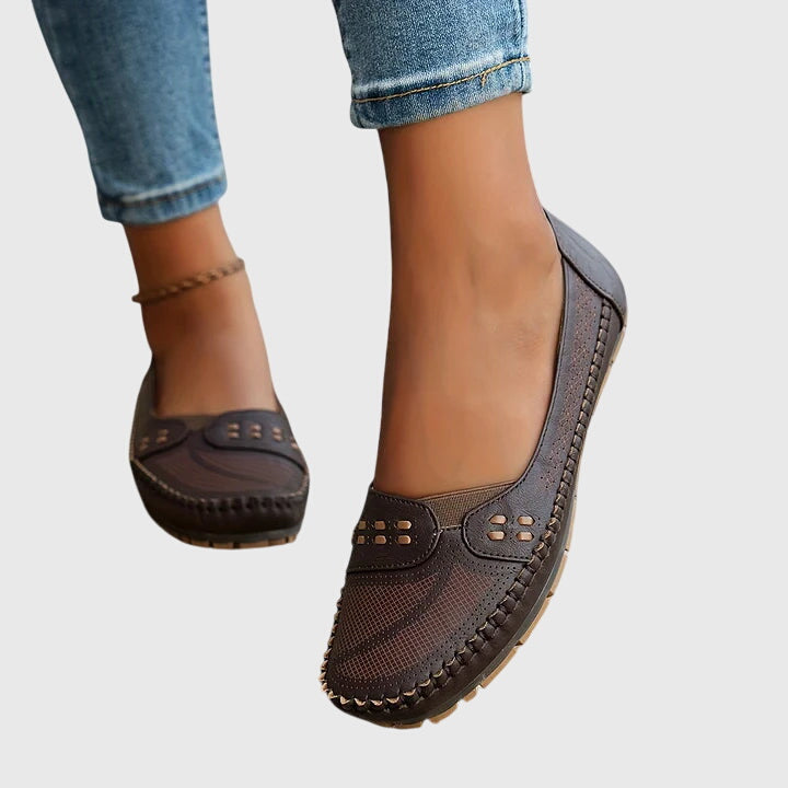 Women's walking slip-on orthopedic shoes with excellent arch support, comfort, and easy wear.