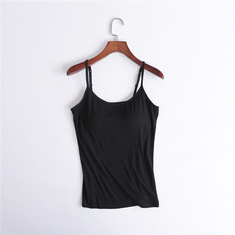 Dark green women's comfort tank top, built-in bra support, essential everyday wear piece