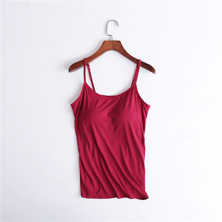 Breathable women's tank top, built-in bra, camisole style, ideal for summer comfort