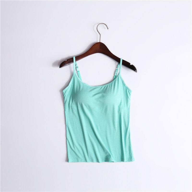 Everyday women's tank top, built-in bra, soft cotton blend, adjustable comfort, versatile color