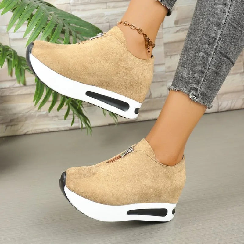 Women's casual platform footwear, ideal for all-day comfort with a stylish suede look