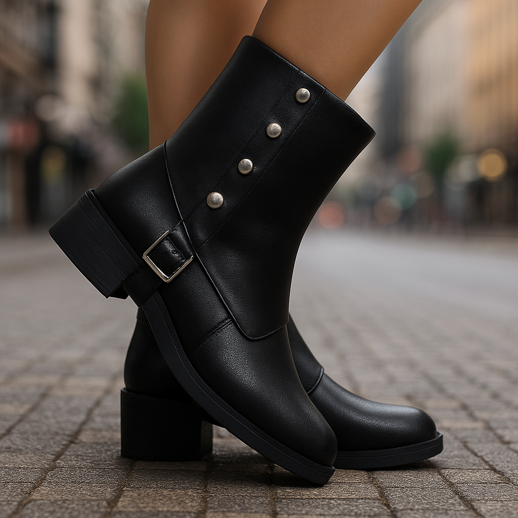 Stylish women's vegan leather ankle boots, perfect for everyday wear and casual fall fashion.