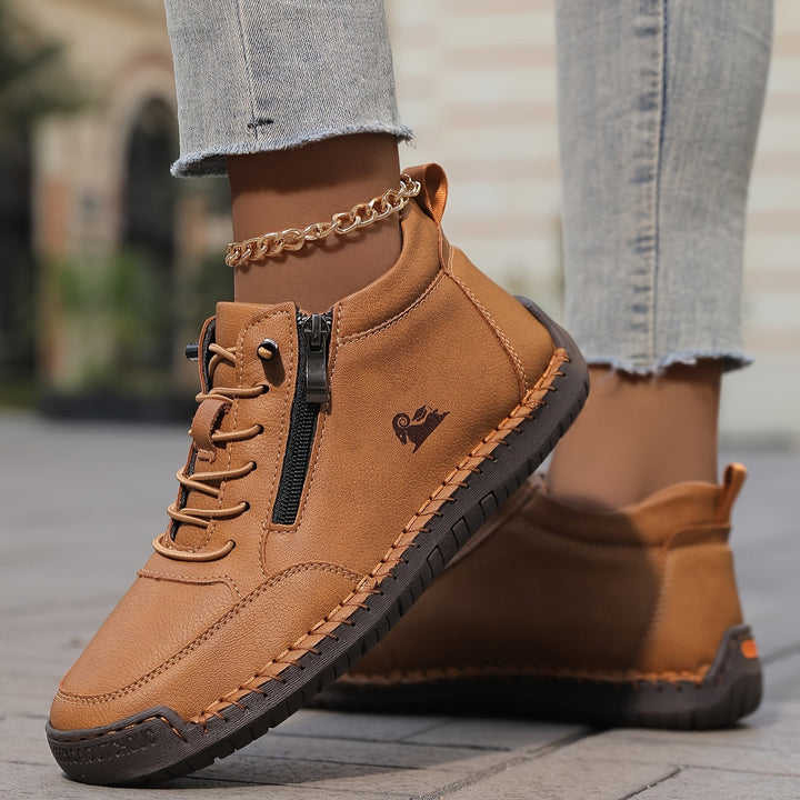 Women's lightweight zip-up walking sneakers, ideal for travel and extended periods of standing.