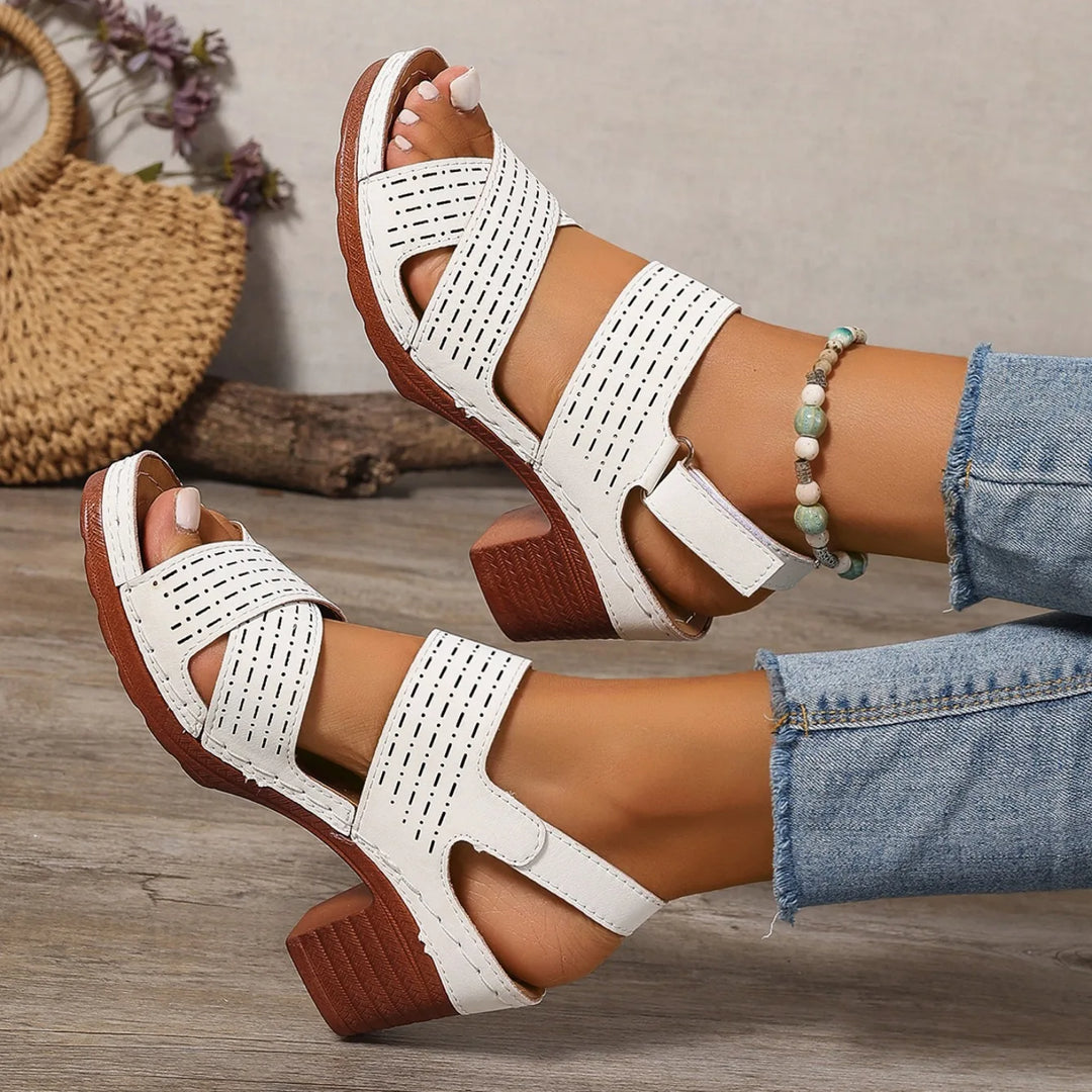 Women's footwear: comfortable block heel sandals with fashionable crisscross straps for summer