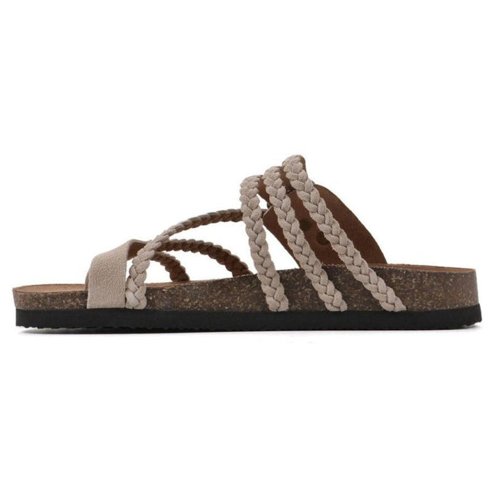 Comfortable women's braided strap sandals with robust arch support, ideal for warm weather and summer.