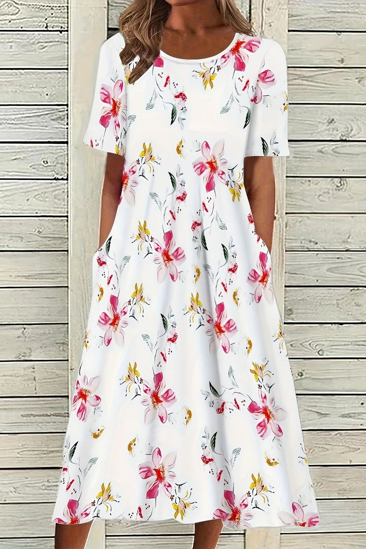 Women's comfortable long-sleeve belted midi dress, perfect for casual fall & winter everyday wear.