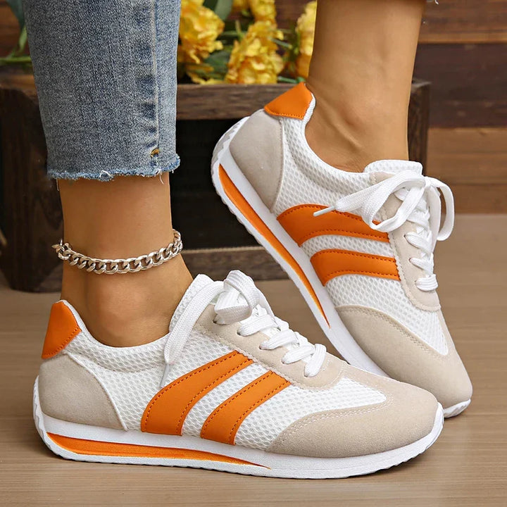 Women's comfortable low-top lace-up sneakers for everyday wear, stylish casual footwear.