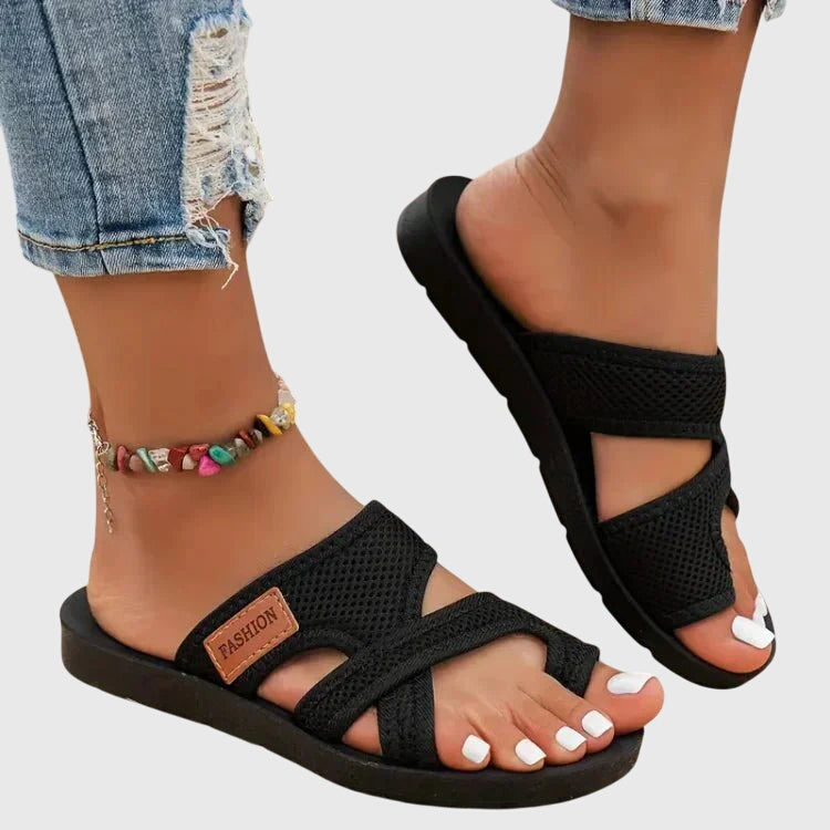 Women's comfortable mesh platform slip-on sandals for casual, everyday summer wear.