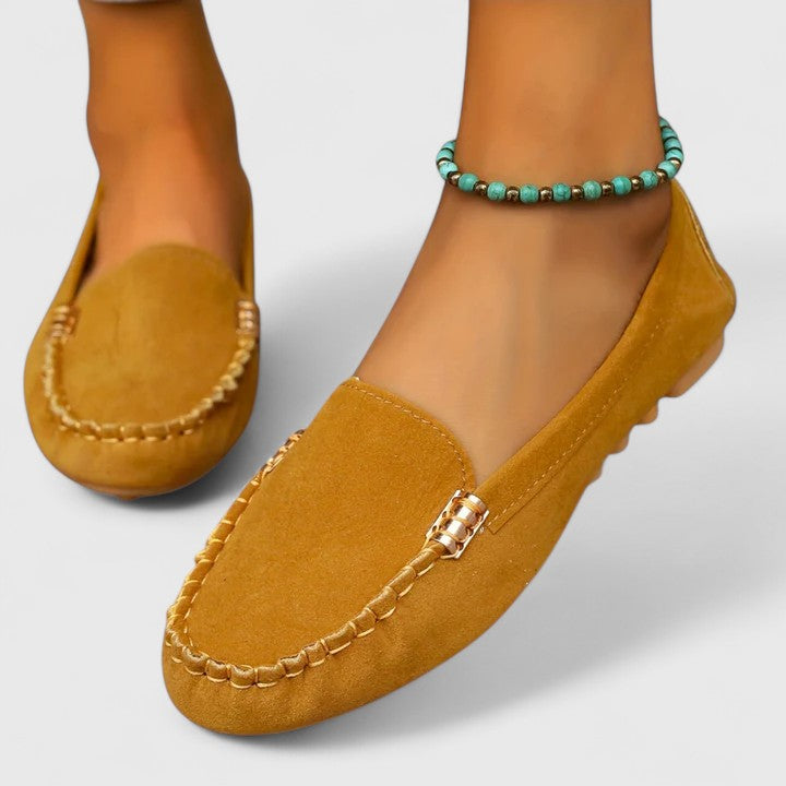 Comfortable women's walking shoes, orthopedic loafers with foot support.