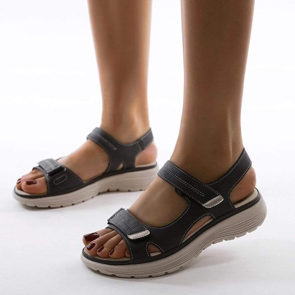 Women's comfortable orthopedic sandals with arch support. Adjustable straps for healthy, pain-free walking.