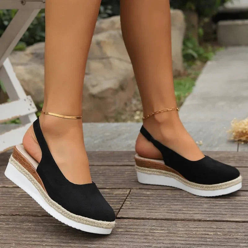 Elegant slip-on women's summer sandals with orthopedic arch support for comfortable daily walking.