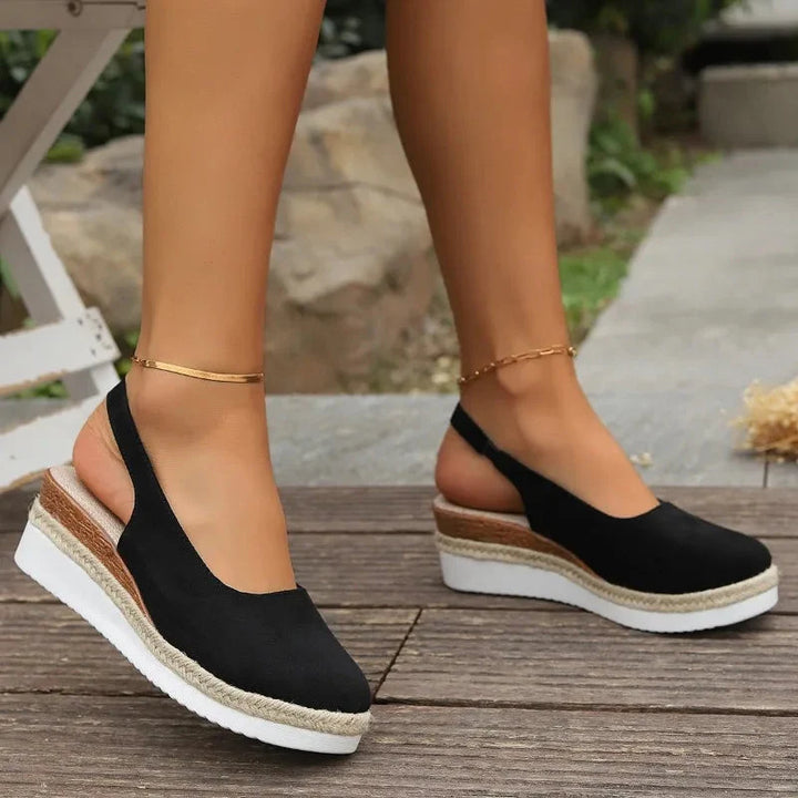 Elegant slip-on women's summer sandals with orthopedic arch support for comfortable daily walking.