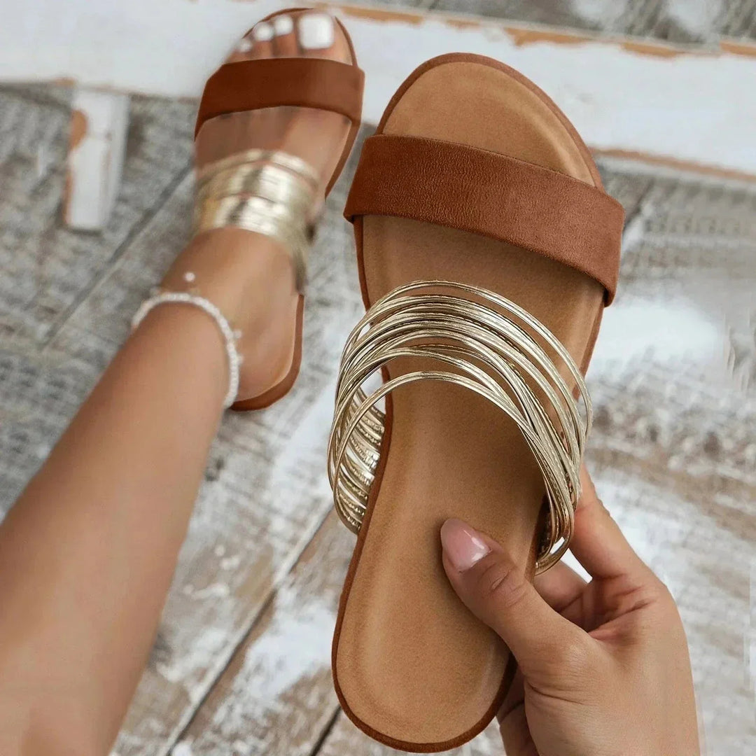 Orthopedic women's sandals featuring excellent arch support & cushioning for all-day comfort, perfect summer shoes.