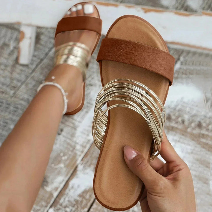 Orthopedic women's sandals featuring excellent arch support & cushioning for all-day comfort, perfect summer shoes.