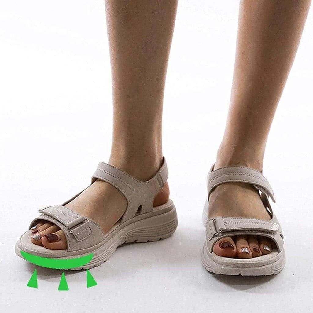 Women's comfort sandals: orthopedic design, arch support for foot health. Stylish & adjustable for summer walks.